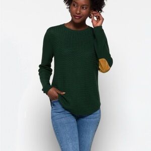 Lety & Me Green Sweater with Tan Elbow Patches Size XL